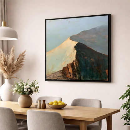 Golden Light on Striding Edge lake district walking wall art displayed in a dining room