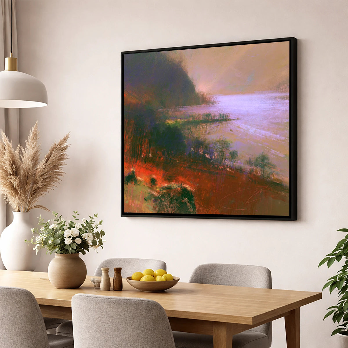 Ullswater Fells in Autumn Light lake district lake wall art displayed in a dining room
