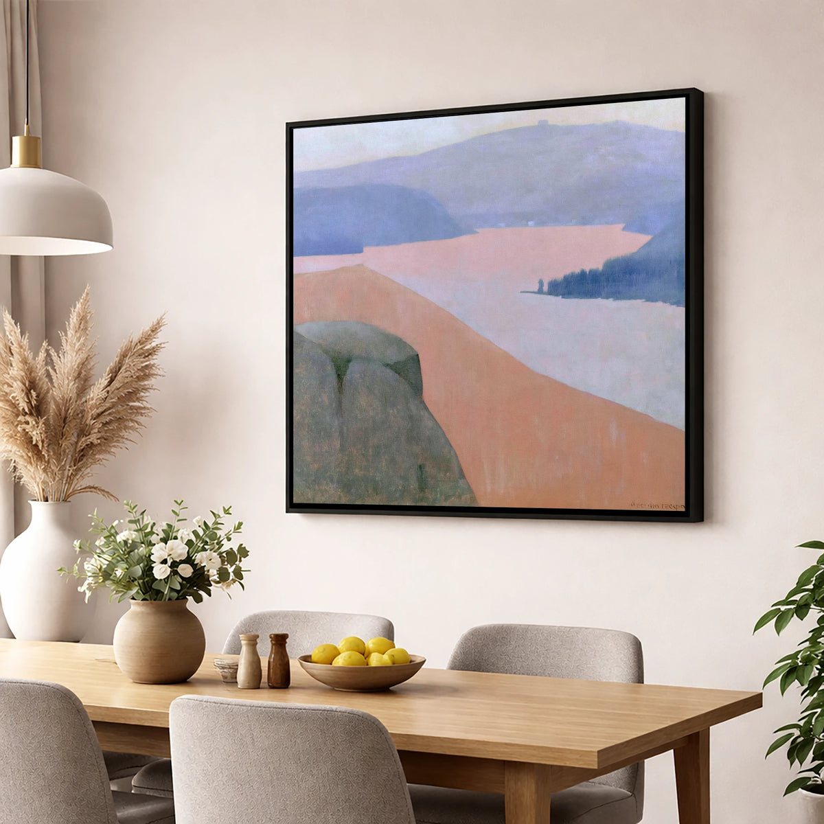 Pastel Ullswater from Gowbarrow Fell lake district lake wall art displayed in a dining room