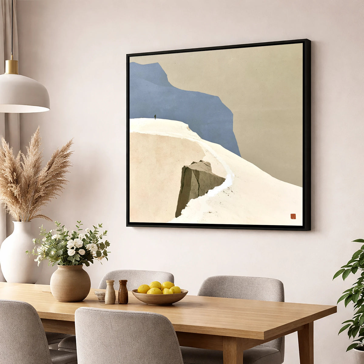 High Ridge Walker on Blue Peaks lake district fell wall art displayed in a dining room