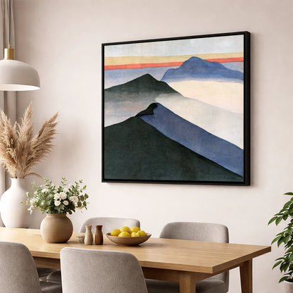 Mountain Ridge Under Terracotta Sky lake district fell wall art displayed in a dining room