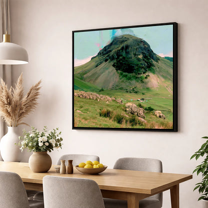 Great Gable Vibrant Summit lake district fell wall art displayed in a dining room