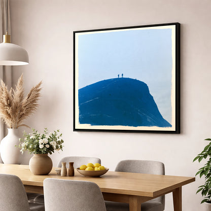 Hikers on a Blue Fell Top lake district fell wall art displayed in a dining room