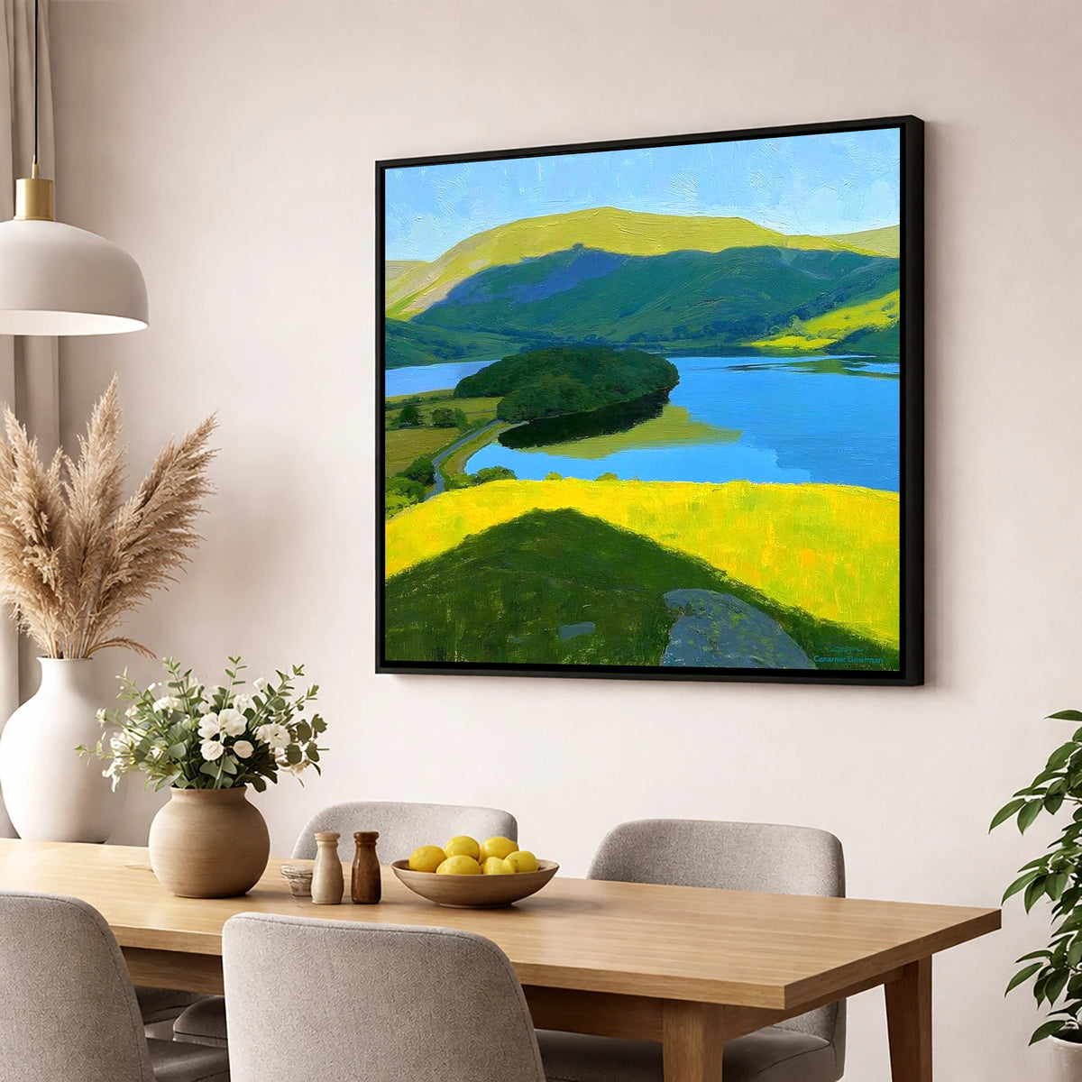 Vibrant Selside Pike Above Lake lake district fell wall art displayed in a dining room