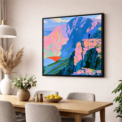 Helvellyn Walker in Vibrant Colour lake district fell wall art displayed in a dining room