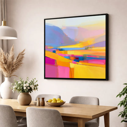 Vivid Lake District Dale Fields lake district valley wall art displayed in a dining room