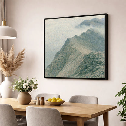Textured Mountain Ridge in Mist lake district fell wall art displayed in a dining room