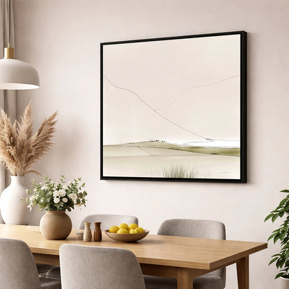 Minimalist Patchwork Fields in a Dale lake district valley wall art displayed in a dining room