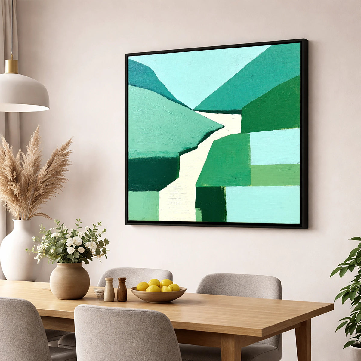 Abstract Sour Milk Gill Waterfall lake district waterfall wall art displayed in a dining room