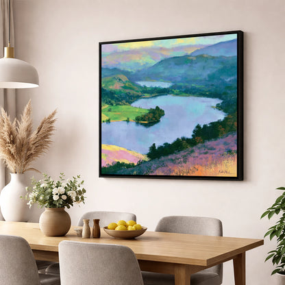 Grasmere Above Purple Bracken lake district lake wall art displayed in a dining room