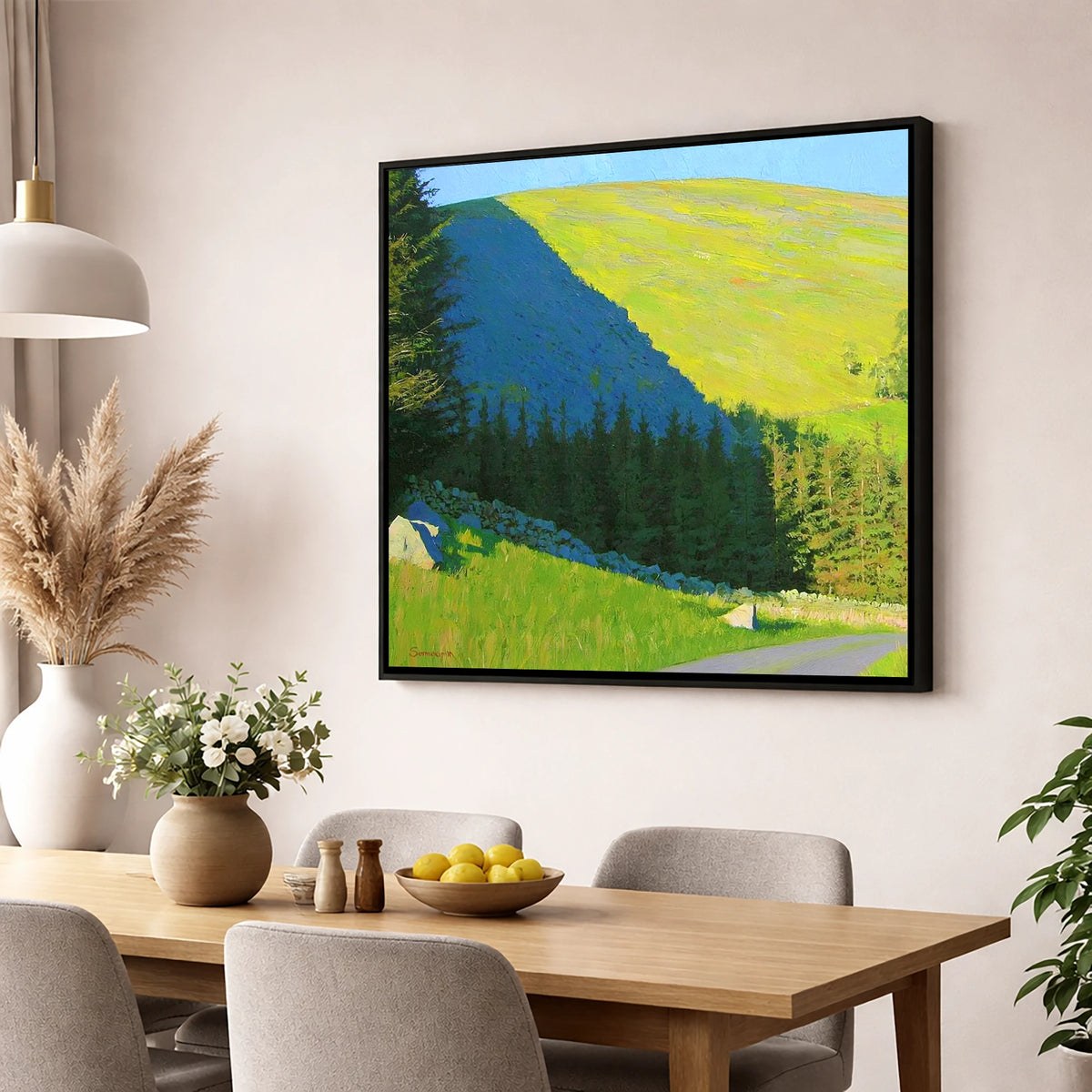 Diagonal Shadow Over Graystones Fell lake district fell wall art displayed in a dining room