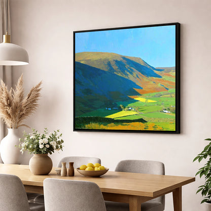 Blue Shadows On Barrow Ridge lake district fell wall art displayed in a dining room