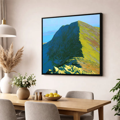 Sunlit Red Pike Summit Ridge lake district fell wall art displayed in a dining room