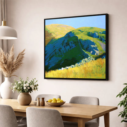 Sunlit Ridge on Birks Fell lake district fell wall art displayed in a dining room