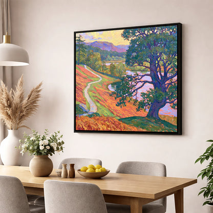 Vibrant Path at Tarn Hows lake district lake wall art displayed in a dining room