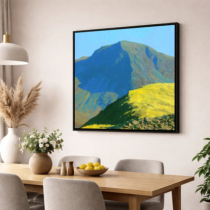 Sunlit Ridge Below Kirk Fell lake district fell wall art displayed in a dining room