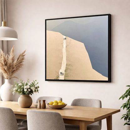 Fell Walkers on the Ochre Ridge lake district walking wall art displayed in a dining room