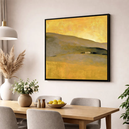 Golden Light on the Fellside lake district sky wall art displayed in a dining room