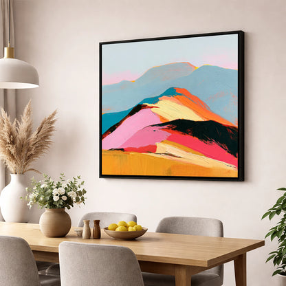 Vivid View From the Summit lake district fell wall art displayed in a dining room