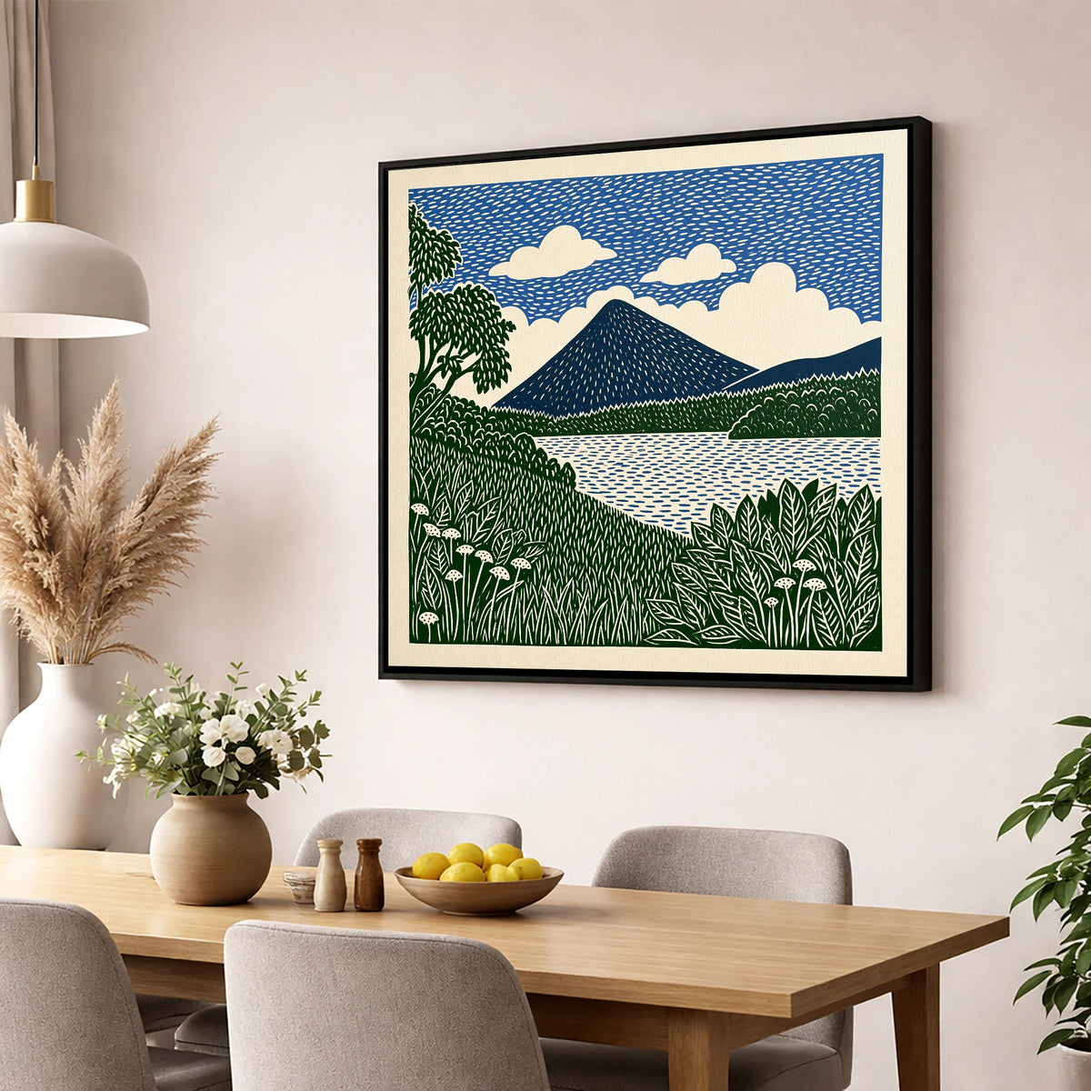 Catbells Peak in Deep Blue lake district fell wall art displayed in a dining room