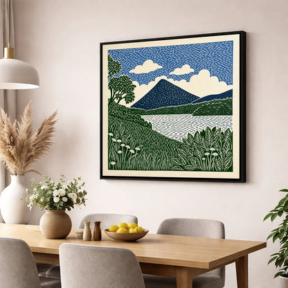 Catbells Peak in Deep Blue lake district fell wall art displayed in a dining room