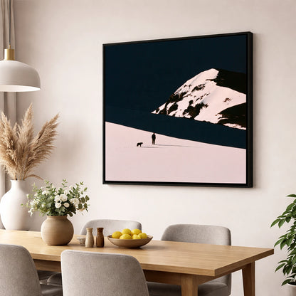 Winter Dog Walk Beneath Skiddaw gifts for dog walkers wall art displayed in a dining room