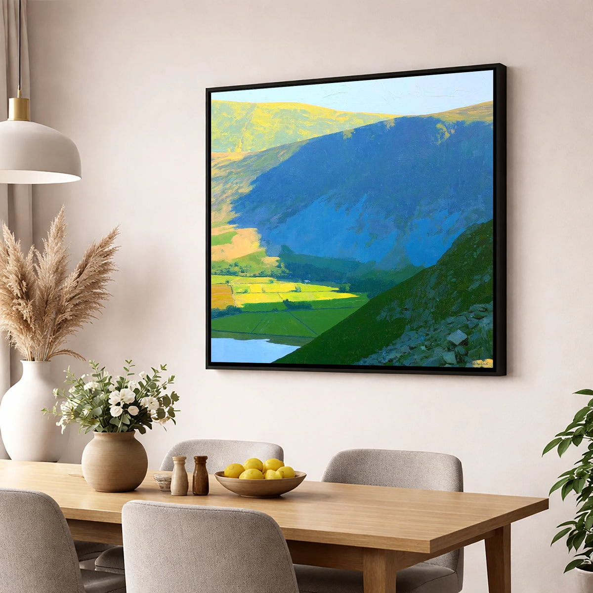 Arthur's Pike Sweeping Ridge Shadow lake district fell wall art displayed in a dining room