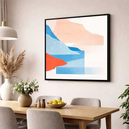 Abstract Crummock Water Fells lake district lake wall art displayed in a dining room