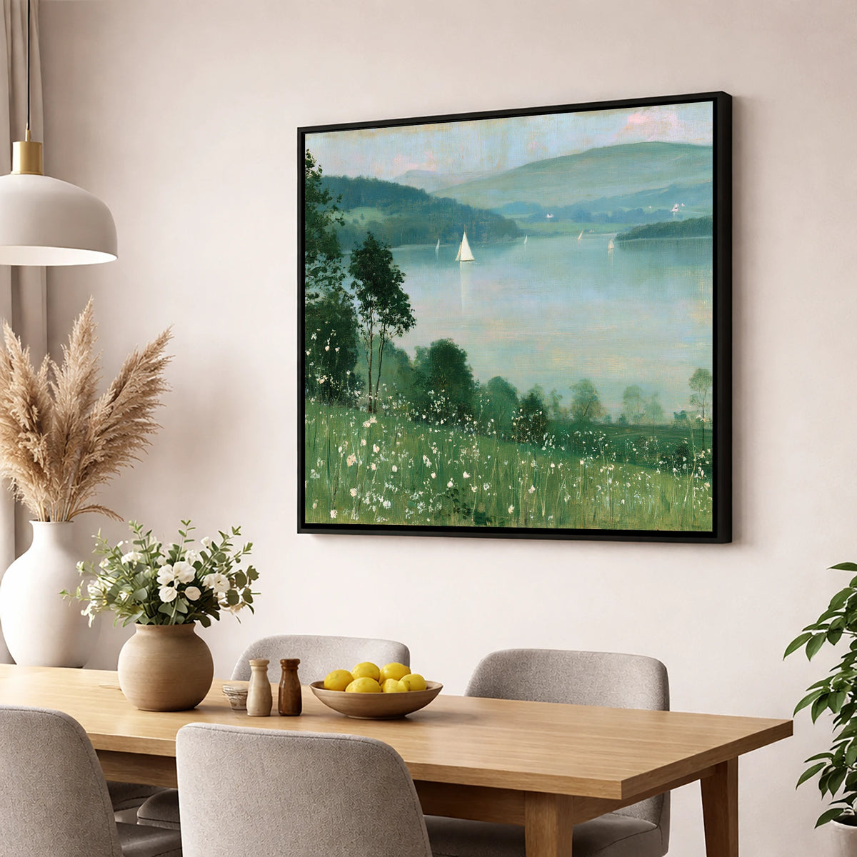 Wildflowers Above Hazy Windermere windermere wall art wall art displayed in a dining room