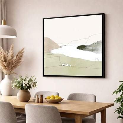 Loweswater Farm and Pale Fells lake district lake wall art displayed in a dining room