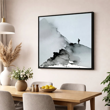 Striding Edge Walker Silhouette lake district walking wall art displayed in a dining room