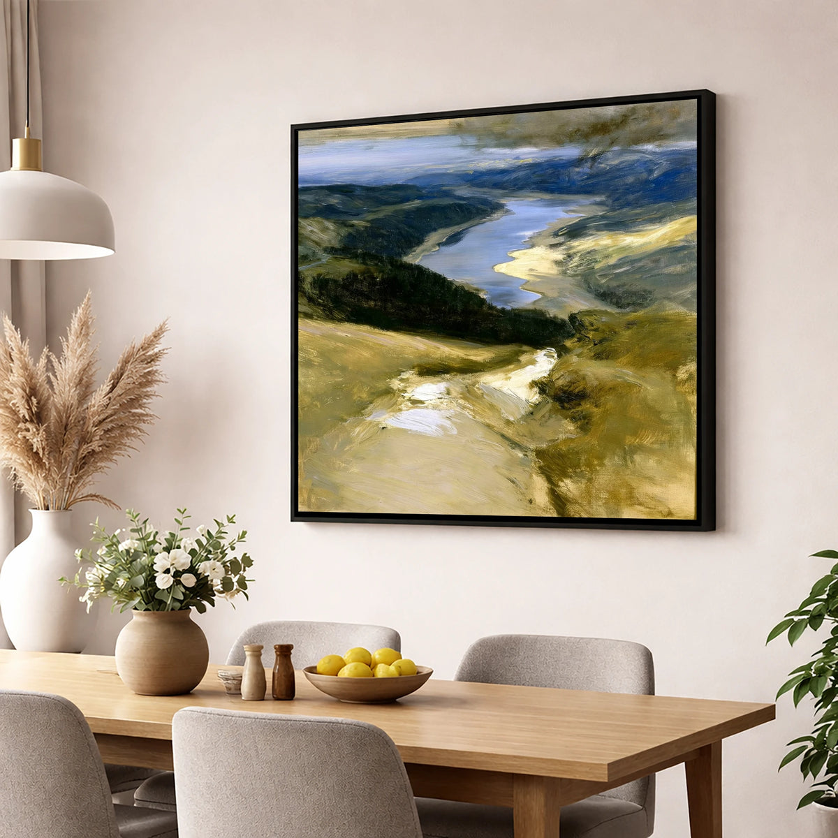 Thirlmere From The Helvellyn Path lake district lake wall art displayed in a dining room