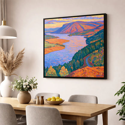 Vivid Sunset Above Bassenthwaite Lake lake district lake wall art displayed in a dining room