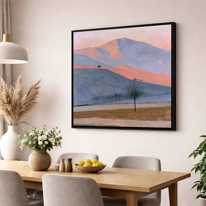 Golden Evening Light on Fells lake district sky wall art displayed in a dining room