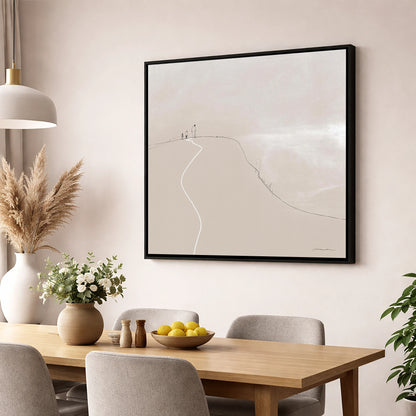 Walkers on a Winding Fell Path lake district walking wall art displayed in a dining room