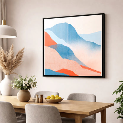 Great Langdale in Blue and Coral lake district valley wall art displayed in a dining room