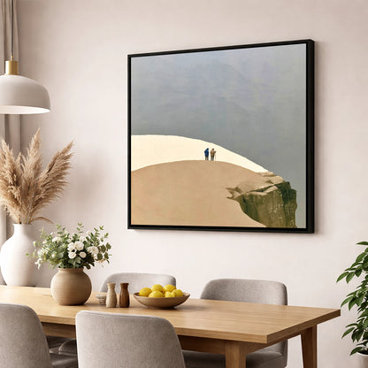 High Fell Walkers on a Snowy Ridge lake district fell wall art displayed in a dining room