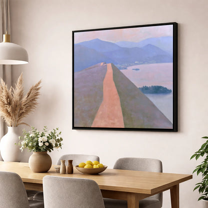 Cat Bells Path Above Derwentwater lake district fell wall art displayed in a dining room
