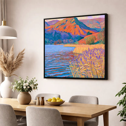 Golden Reeds at Grasmere grasmere wall art wall art displayed in a dining room