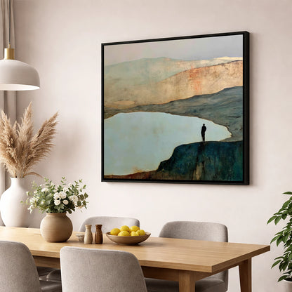 Haystacks Walker Beside Innominate Tarn lake district fell wall art displayed in a dining room