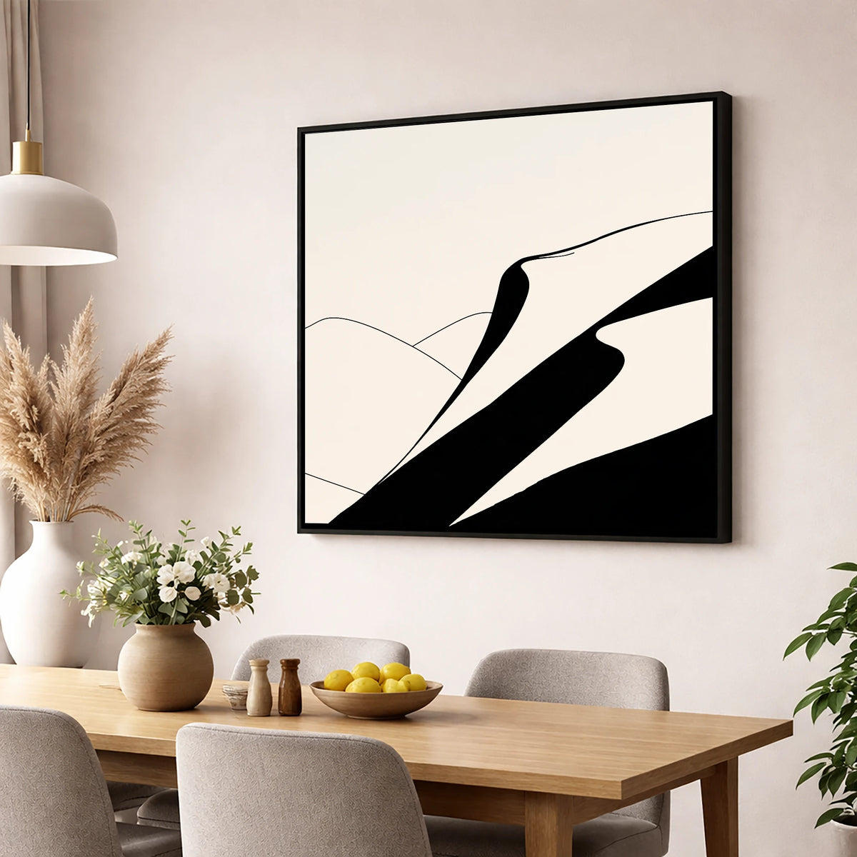 Abstract Evening Shadows on Fells lake district sky wall art displayed in a dining room