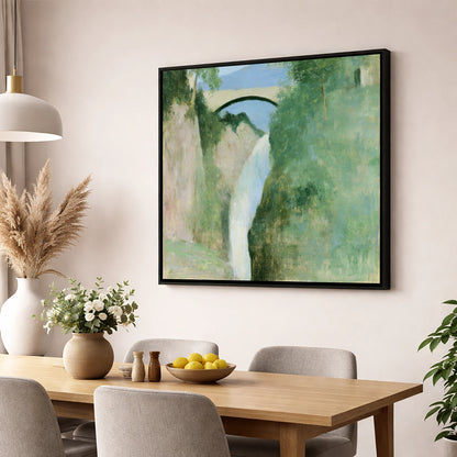 Stone Bridge Over Aira Force lake district waterfall wall art displayed in a dining room