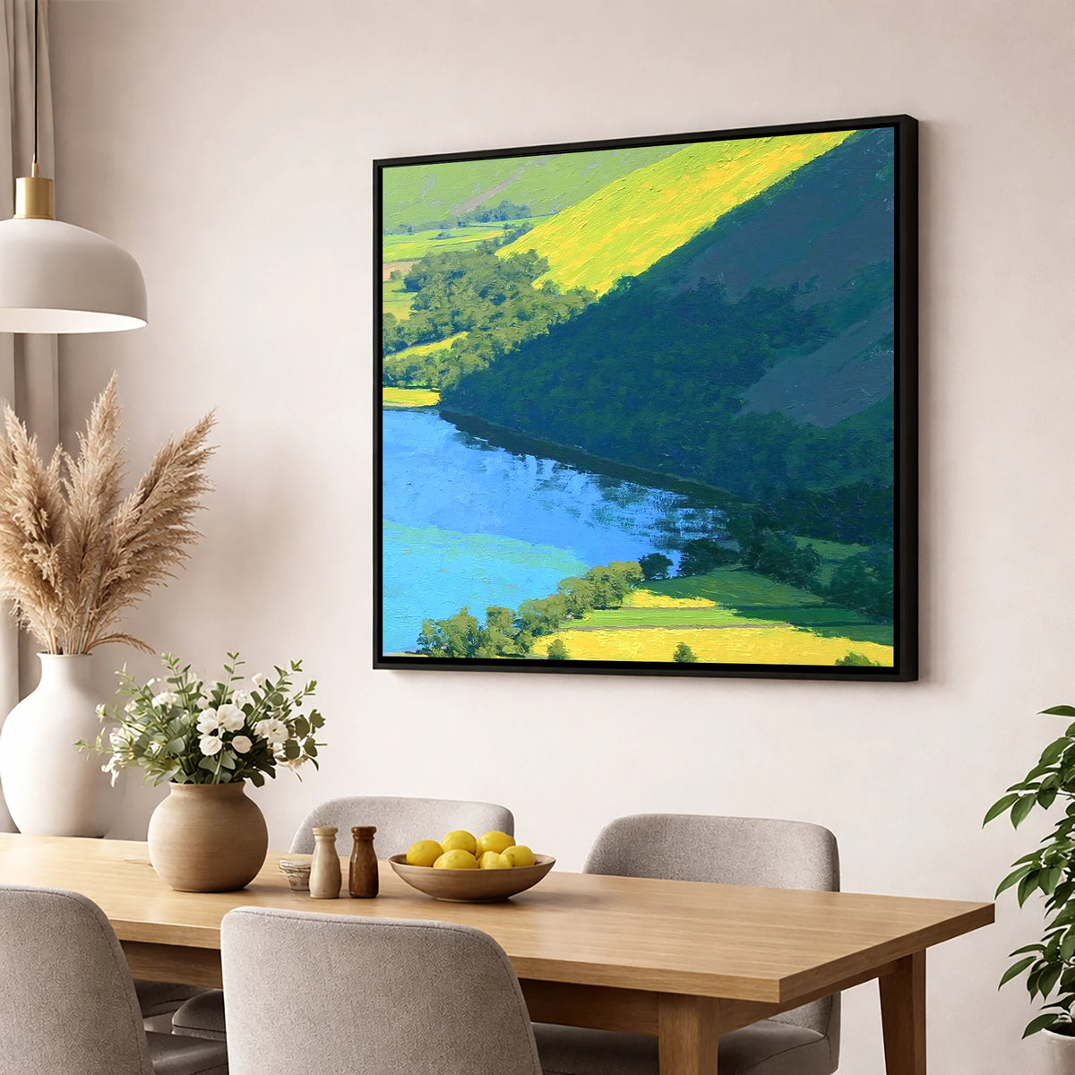 Burnbank Fell Above The Lake lake district fell wall art displayed in a dining room