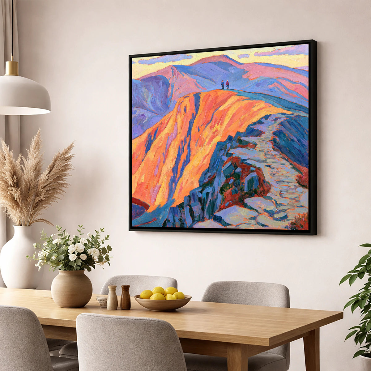 Helvellyn Summit in Fiery Light lake district fell wall art displayed in a dining room