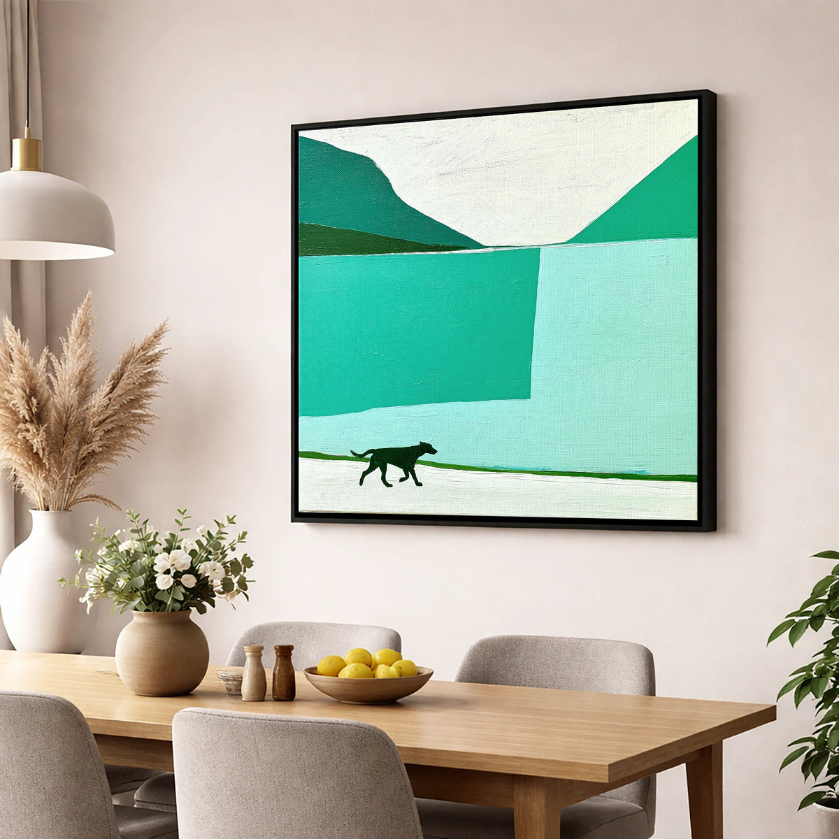 Contemporary Wast Water Running Dog wast water wall art wall art displayed in a dining room