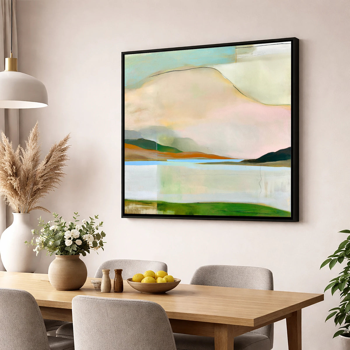 Contemporary Fells Under Storm Clouds lake district sky wall art displayed in a dining room