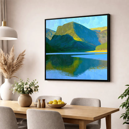 Fleetwith Pike in Vivid Sunlight lake district fell wall art displayed in a dining room
