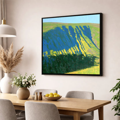 Sunlit Gullies of Wether Hill lake district fell wall art displayed in a dining room