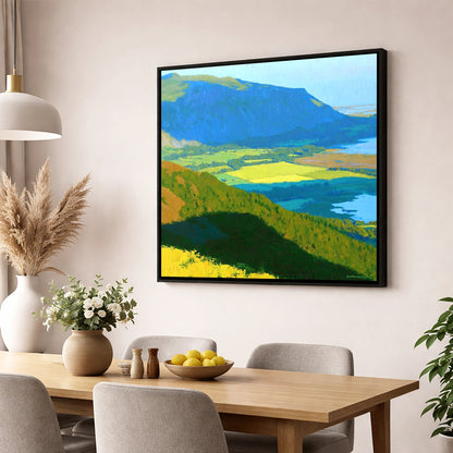 Ullock Pike Over Sunlit Fields lake district fell wall art displayed in a dining room