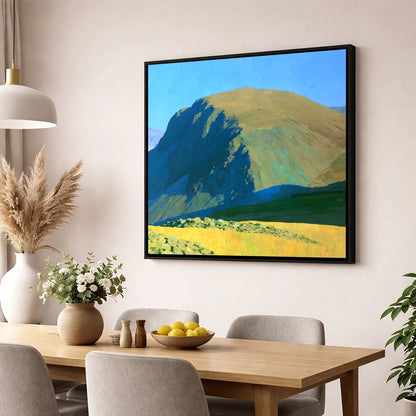 Sunlit Seatallan Dome and Crags lake district fell wall art displayed in a dining room